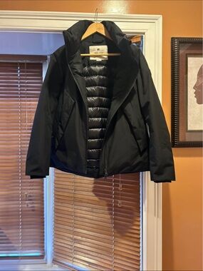 NEW Woolrich Black Women's Puffer Jacket with Oversized Collar warm coat